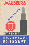 710887 Visitekaartje voor de Jaarbeurs Utrecht, 1930 in maart en september, met achterop de jaarkalender 1930.